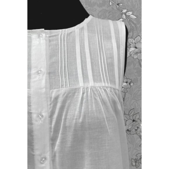 SoieRose 100% Cotton Victorian Nightgown – Sleeveless Button Front - SR-1205 - Picture 4 of 9